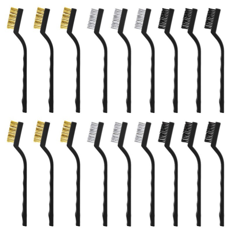 18件套钢丝刷不锈钢黄铜和尼龙用于清洁焊渣和锈蚀刮痕钢丝刷