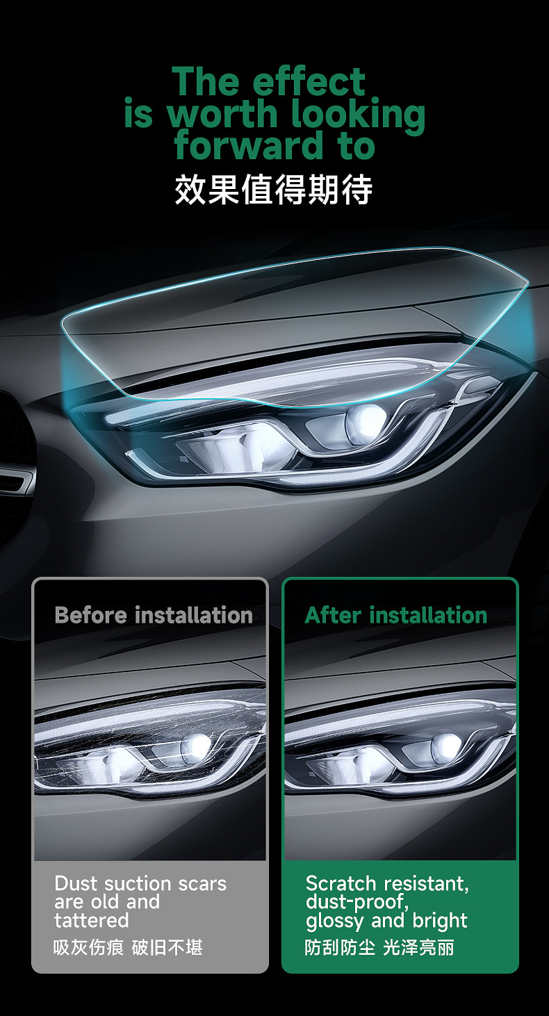 Car Tpu Headlight Protective Film, Scratch-Resistant, High Light Transmittance, Factory Direct Sales