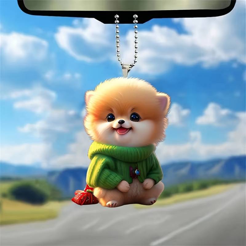 Nuevos productos de peluche lindo perro regalo colgante acrílico plano transfronterizo automóvil espejo retrovisor interior decoración colgante