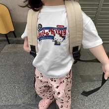 女童套装夏季新款中小童卡通印花纯棉短袖宝宝休闲洋气阔腿裤长裤
