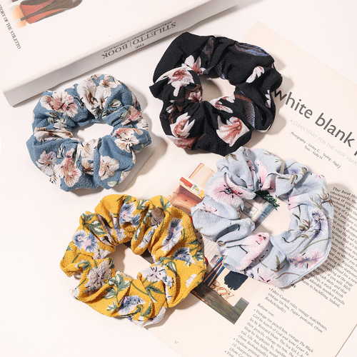 Floral Forget-Me-Not Pattern Fabric Headband Fashion Polka Dot Hair Tie Headband for Women Large Bow Hair Accessory