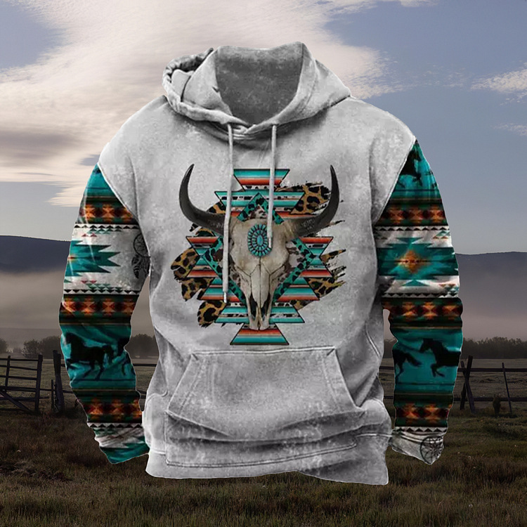 2025 otoño e invierno transfronterizo wish nuevo suéter estilo étnico animal estampado 3D casual cómodo suéter con capucha