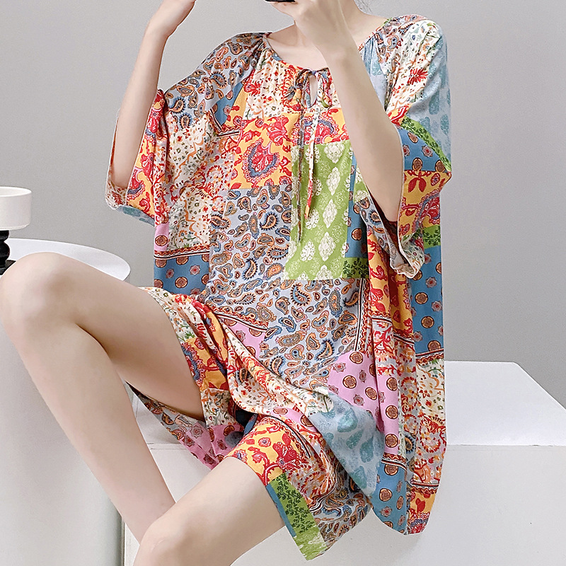 New New Chinese Style Cotton Thick Pajamas for Women Spring and Summer Thin Home Clothes Cotton Silk Suits Can Be Worn Outside Spring and Autumn