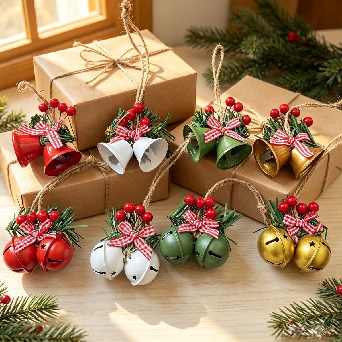 New cross-border Christmas bell pendants, creative Christmas decorations, metal bells for window displays, Christmas tree arrangements