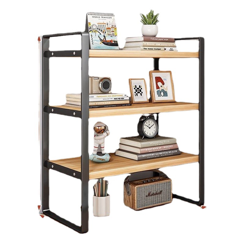 Estante de almacenamiento de escritorio estante de acabado multicapa Escritorio de oficina simple estante pequeño estante de hierro estudiantes estantería
