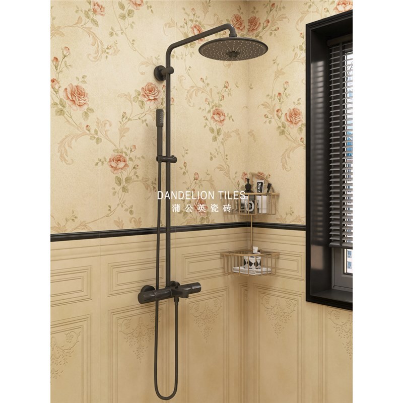 French Cream Yellow Bathroom Tile Wainscoting Retro Tiles Bathroom Kitchen Wall Tiles Balcony Non-Slip Floor Tiles