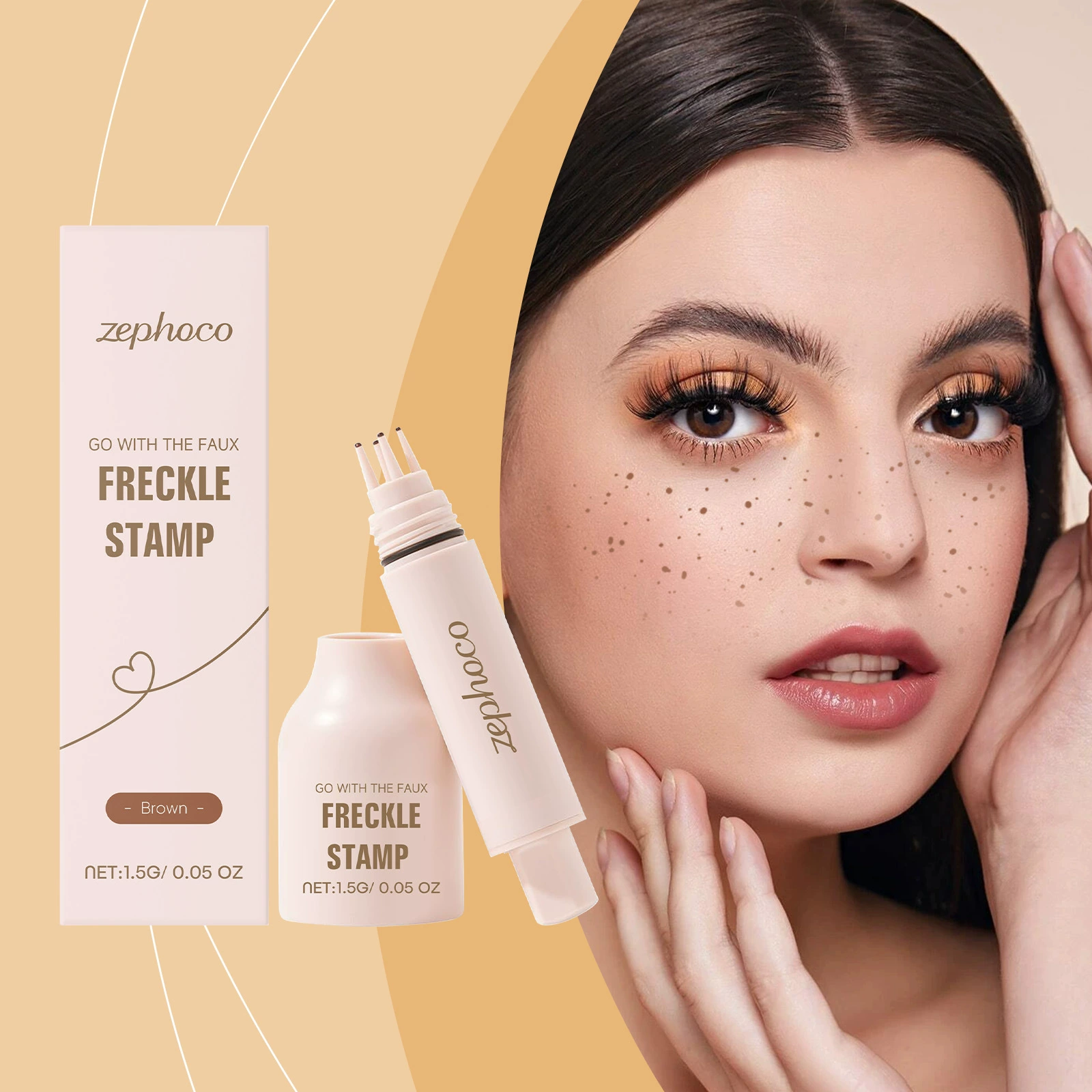 Карандаш для веснушек ZEPHOCO Brown Waterproof Natural, водостойкий, натуральный оттенок, гладкое нанесение, быстросохнущий, создает дикую атмосферу, идеально подходит для макияжа веснушек.
