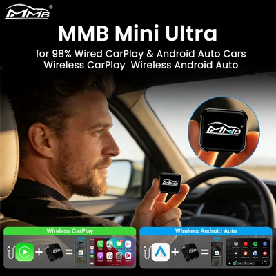 Factory Direct Supply Mmb Mini Wireless Carplay Box Wired to Wireless 2-in-1 Car Connectivity Converter