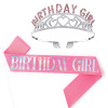 Rose Gold Girl Drilling Crown BIRTHDAY GIRL Party Decoration Crown Tip Boarding Shop Ribbon Set