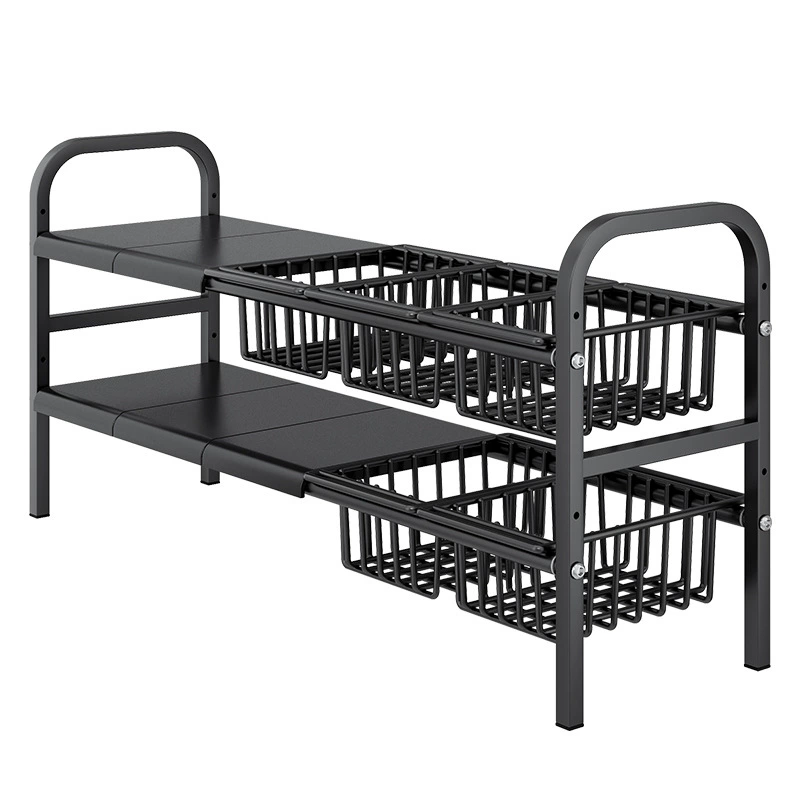 Retractable Under-Sink Storage Rack, Multi-Layer Adjustable Pot & Dish Organizer, 2–10 Board Options