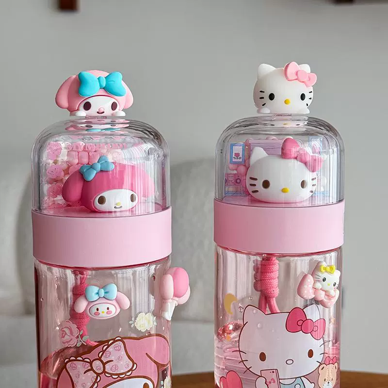 Kulomi Sanrio Girls Water Cup симпатичная Tritan пластиковая кружка, портативная для студентов, подарок на воду