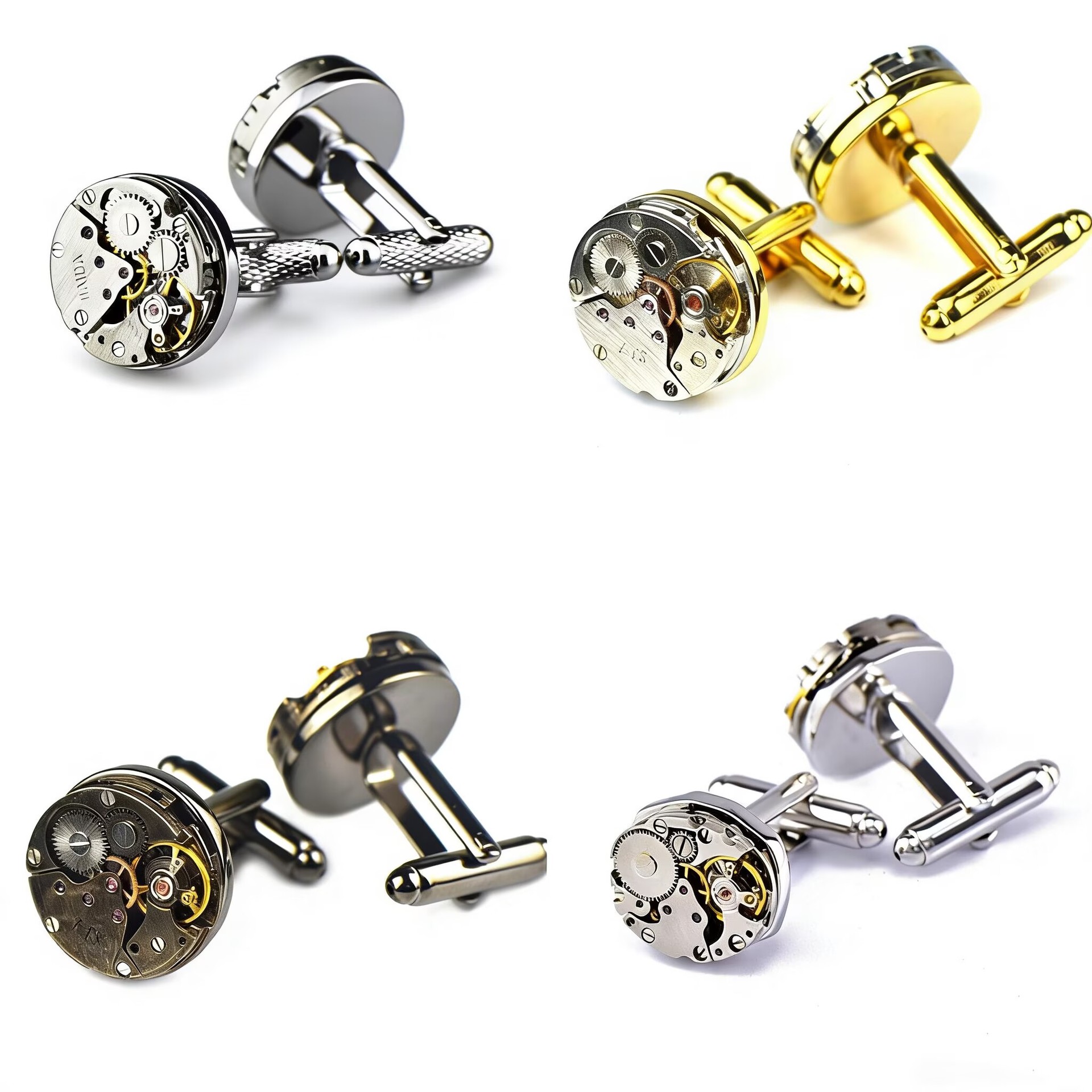 Mechanical Movement Series Cufflinks, Men's French Shirt Cuff Pins, 9 Styles Available, Export Quality, Direct Supply from the Factory
