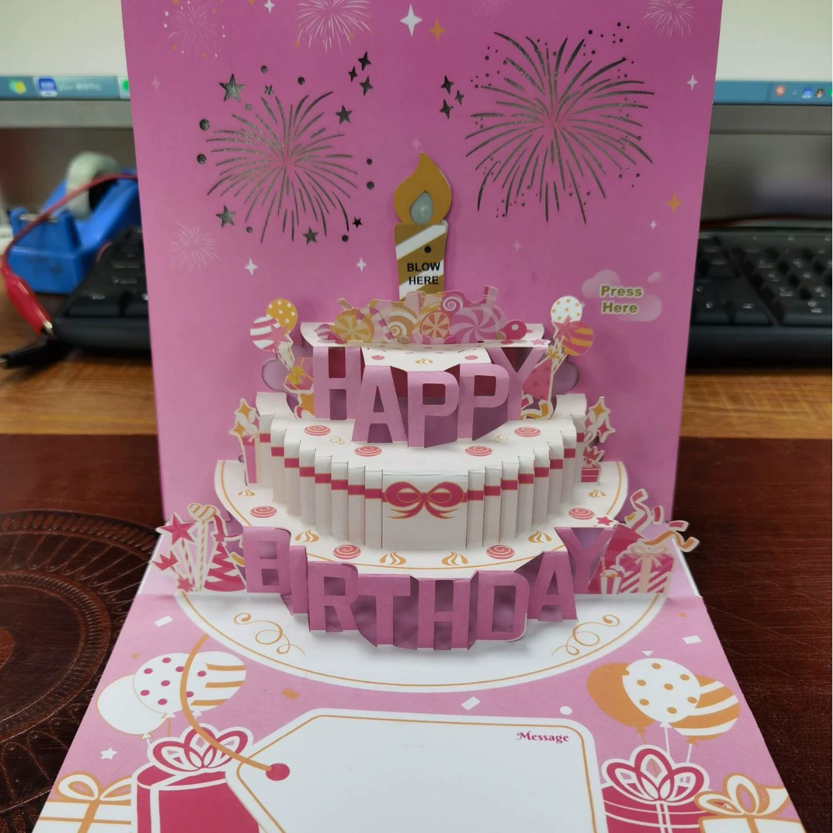 Магнитно-управляемый фейерверк стерео музыкальный модуль креативный 3D поздравительная открытка Магнитный всасывающий звуковой механизм