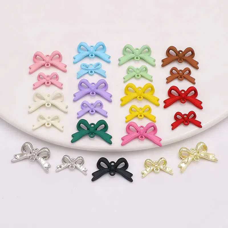 Diy jewelry double hanging paint K gold white K bow car earrings hand-made materials wholesale Diy jewelry double hanging paint K gold white K bow car earrings hand-made materials wholesale