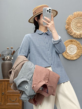 小格子双层纱衬衫 2025春秋季新款休闲女韩版百搭衬衣