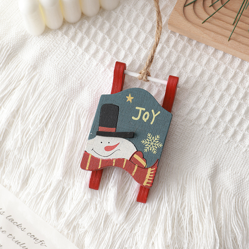 Buscando madera transfronteriza nueva decoración navideña trineo viejo muñeco de nieve colgante árbol de Navidad colgante retro props