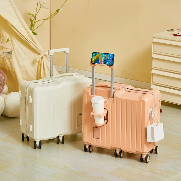 Children's Ride-On Suitcase with Password Lock, Small Trolley Suitcase, 20inch Travel Luggage Suitcase, Children's Rideable Suitcase