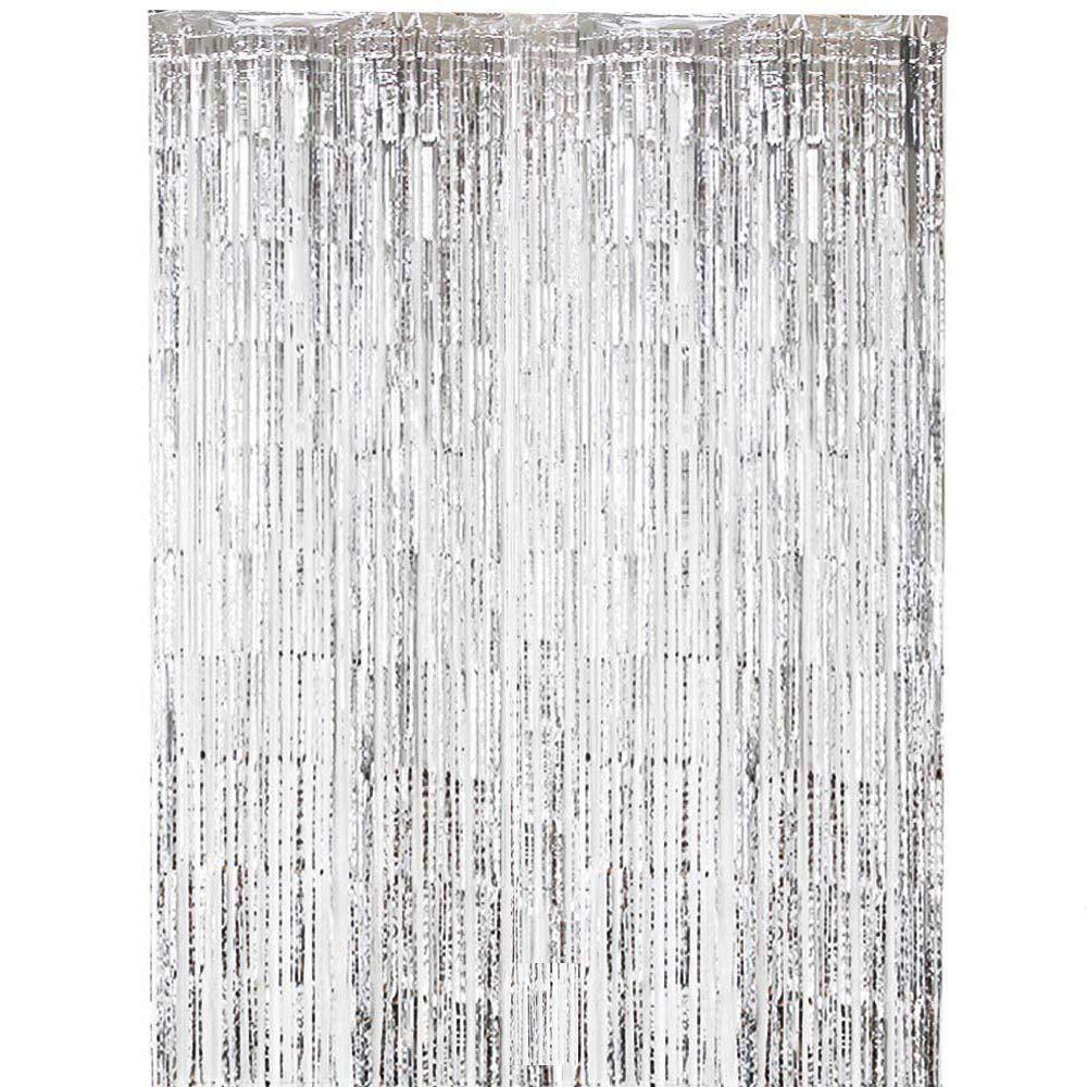 Nuevo 1*2 M cortina de seda de la lluvia película de aluminio boda fiesta de cumpleaños Fondo puerta cortina decoración Año Nuevo DISEÑO DE Navidad al por mayor