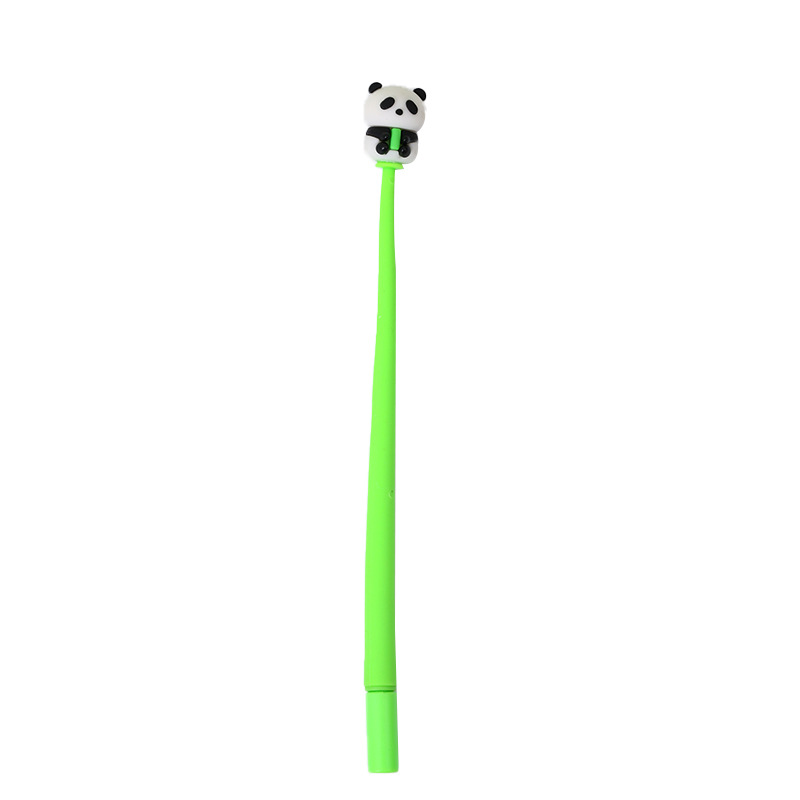 Pegamento suave Panda sacudida pluma de gel forma de dibujos animados pluma de columpio pluma de regalo negro pluma de firma estudiante papelería