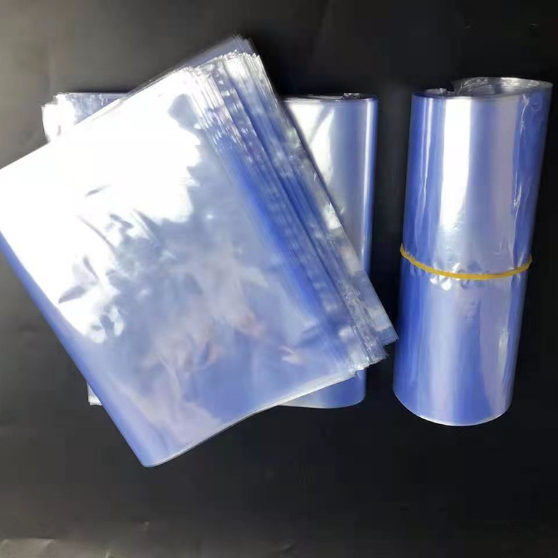 厂家直供PVC热缩膜pvc收缩膜两头通 蓝 透明收缩袋和热缩袋批发