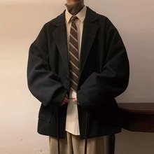 毛呢外套男秋冬季呢子大衣男生韩版复古高端休闲大码短款西装风衣
