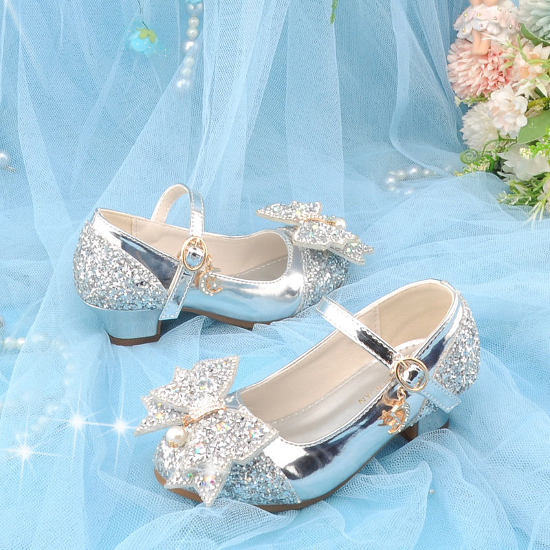 Zapatos de Tacón con Lentejuelas para Niña, Suela TPR y PU, para Danza y Presentaciones