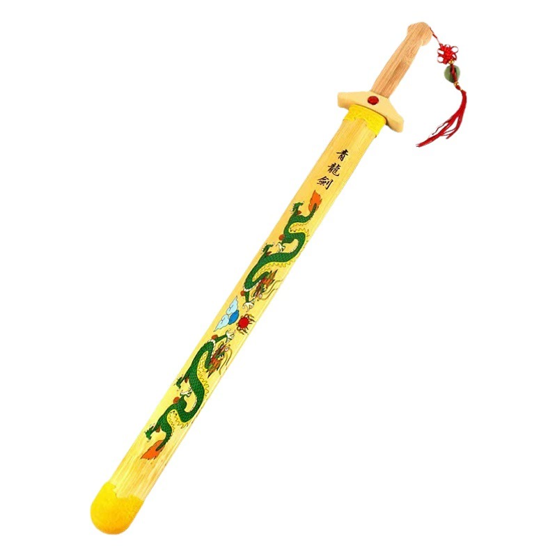Детская бамбуковая и деревянная анимация Меч дракона Самурайский меч Ремесло модель Храм ярмарка фитнес-сеть красный игрушечный киоск живописное место оптом