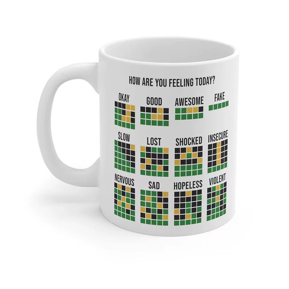 Transfronterizo nuevo de cerámica WORDLE MUG divertido Wording espacio creativo regalo TAZA