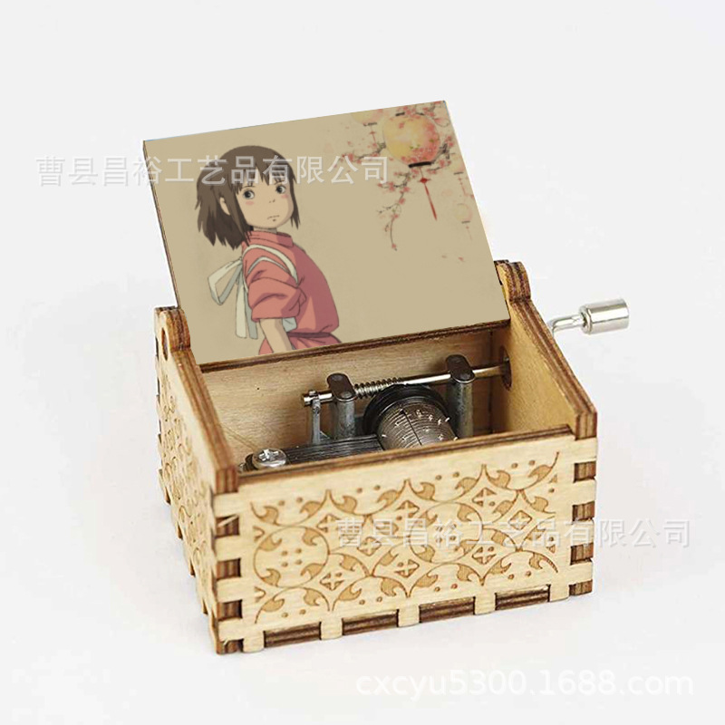 木製の手作りオルゴール創意カラープリント千と千尋のオルゴール木製の手を振ってオルゴールクロスボーダー専用です。