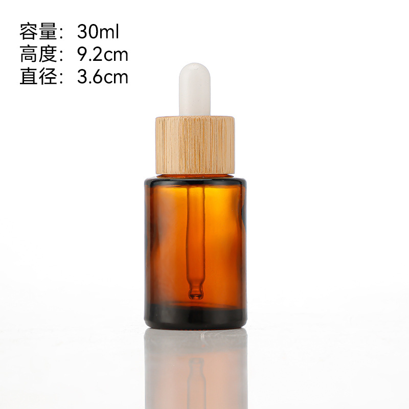 30ml; anillo de madera de bambú + tubo de goteo de goma blanca + botella de té; vidrio