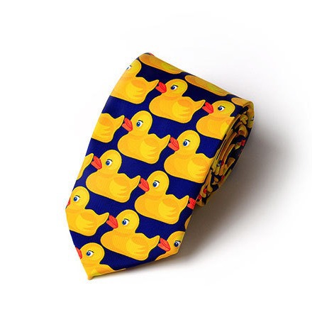 Corbata impresa amarillo de dibujos animados pato amarillo 8cm corbata fábrica al por mayor de poliéster impreso corbata de una sola pieza de entrega