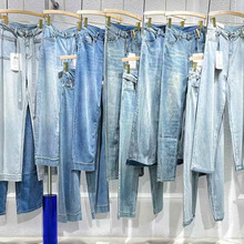 25夏Caive kient 牛仔裤高级感怀旧阔腿裤子女装尾单清货服装批发