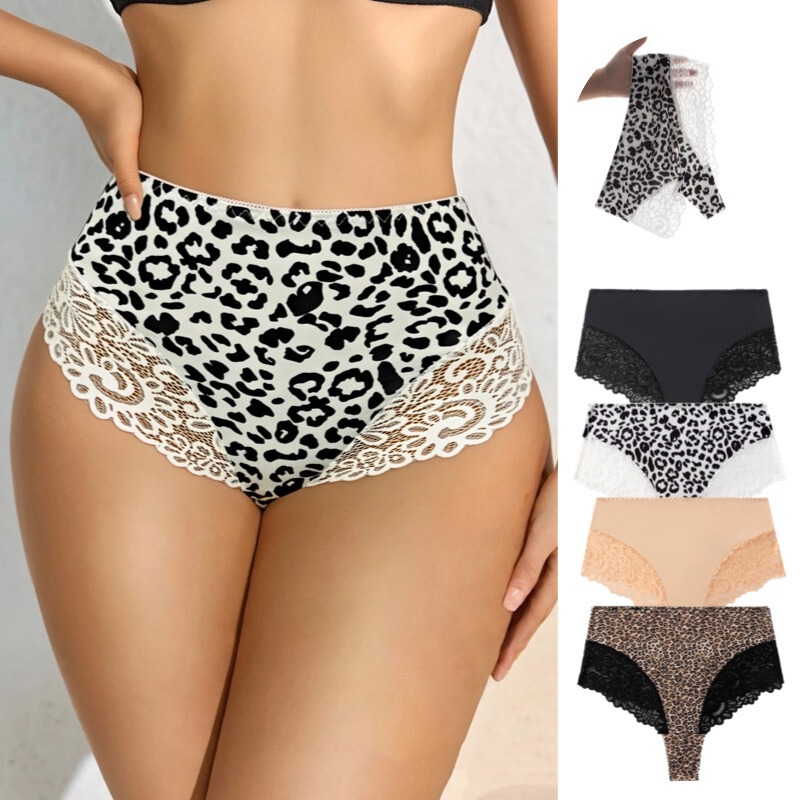 Sexy Lace High-Waisted Thong for Women, Plus-Size T-Pants, Ice Silk Panties, Elastic and Non-Binding G-String, Pure Desire Style