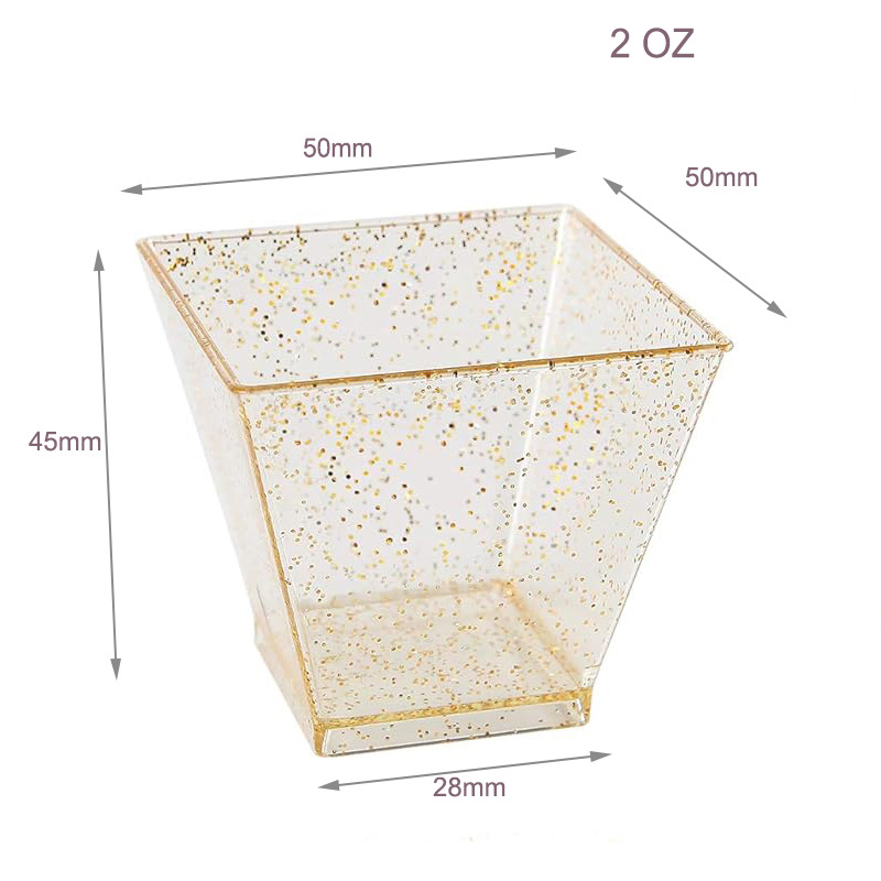 Taza cuadrada puntual Taza redonda Una variedad de tazas de postre Taza de pudín Taza de mousse Plato Cuchara de plástico desechable Amazon