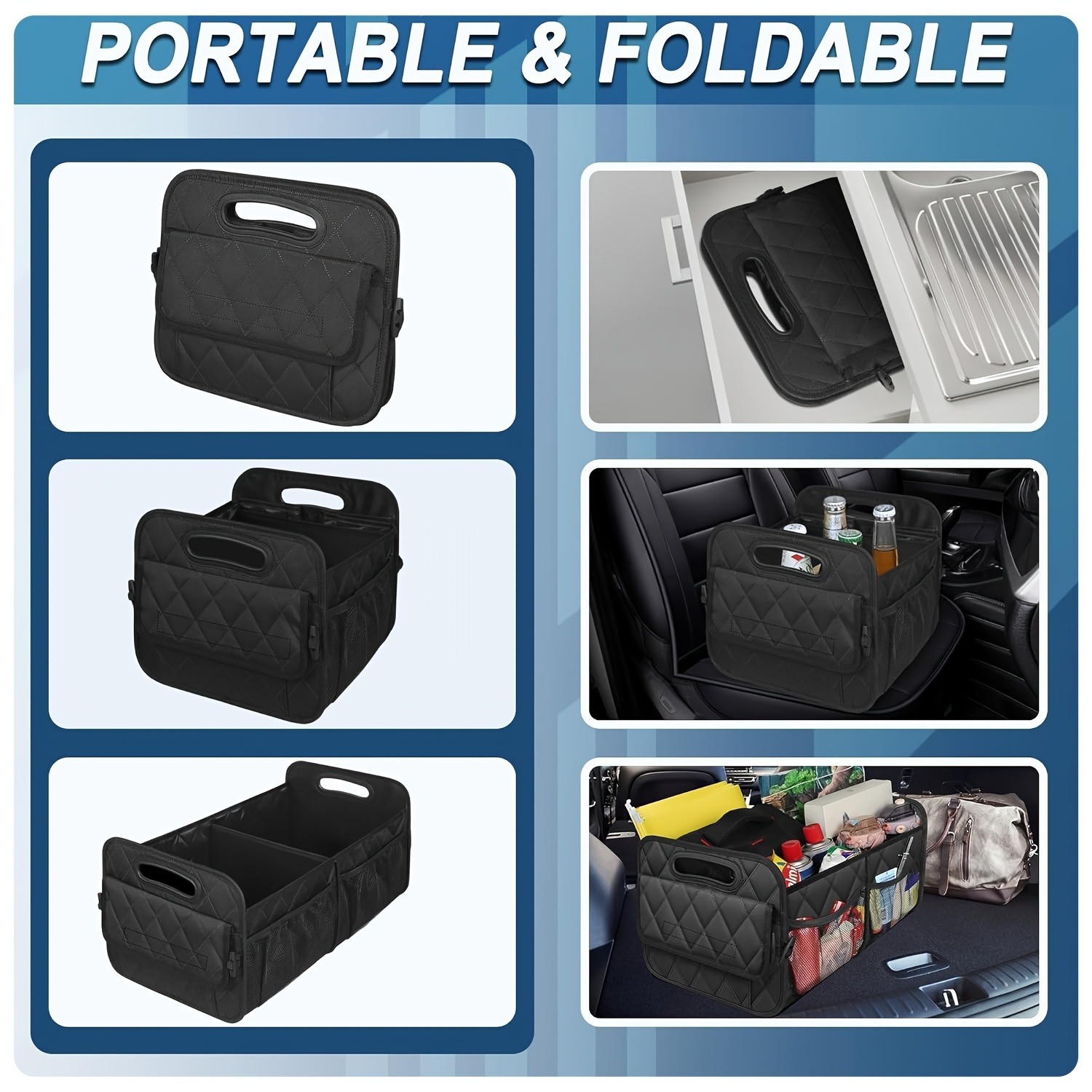 Car Trunk Storage Box Amazon's Best-Selling Car Storage Box Cross-Border Foldable Large-Capacity Storage Box for Cars