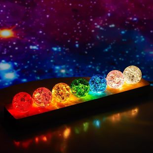 Colored Crystal Ice Cracked Ball Solid Glass Ball Rockery Fountain Cracked Flowing Water Bonsai Craft Accessories Jewelry Ornaments