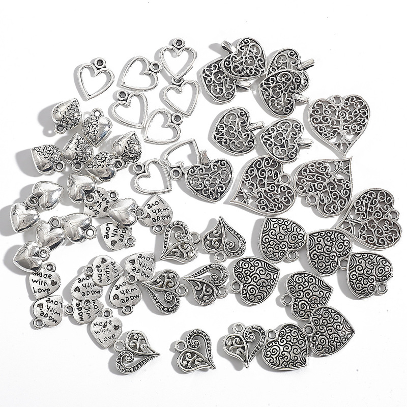 Alloy Retro Hollow English Heart-shaped Pendant Handmade DIY Jewelry Accessories All-match Bracelet Necklace Earrings Alloy Retro Hollow English Heart-shaped Pendant Handmade DIY Jewelry Accessories All-match Bracelet Necklace Earrings