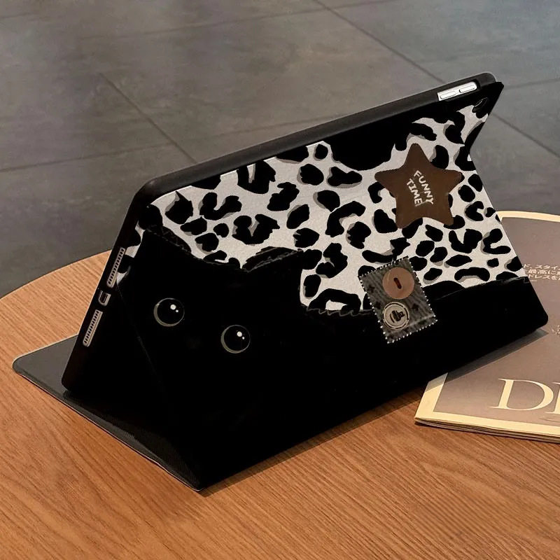 Funda TPU con Tapa Estampada Gatito Leopard para iPad 11/Air 7/6/Mini 6/5/10ª/9ª Gen/11" Pro