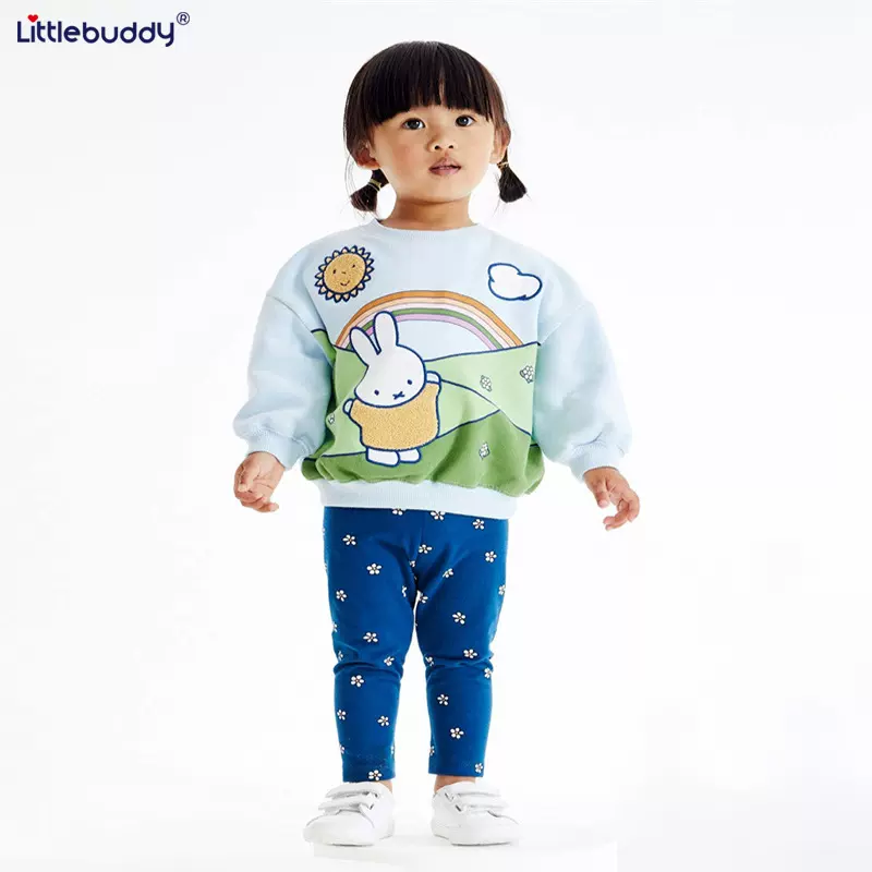 littlebuddy秋冬长袖儿童卫衣套装欧美风棉2-7岁童卫衣圆领