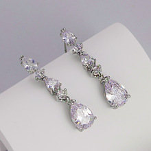 长款轻奢风水滴锆石耳环女气质小众显脸瘦耳钉耳饰品精致耳坠批发