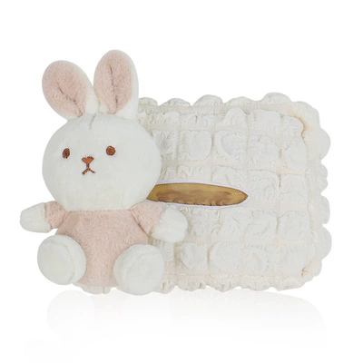 Car Cartoon Tissue Box DIY Poofg Car Hanging Paper Box Creative Car Interior Supplies Bear Rabbit (Car tissue box/set) - net-red-rabbit