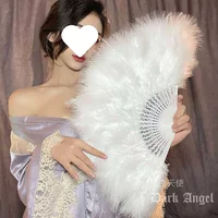 Перья веер чхонгам танец гусь перьевой плюш jk ханфу фотоподручки красивая китайская стиль черно-белый складной веер