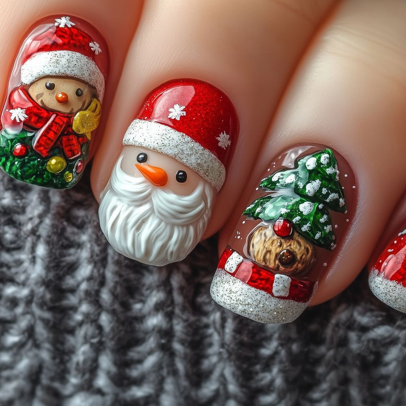 Cross-Border Best-Selling Christmas Cartoon Manicure Santa Claus Gingerbread Man Wearing Nail Patches 24 Pieces of Nail Patches Cross-Border Best-Selling Christmas Cartoon Manicure Santa Claus Gingerbread Man Wearing Nail Patches 24 Pieces of Nail Patches