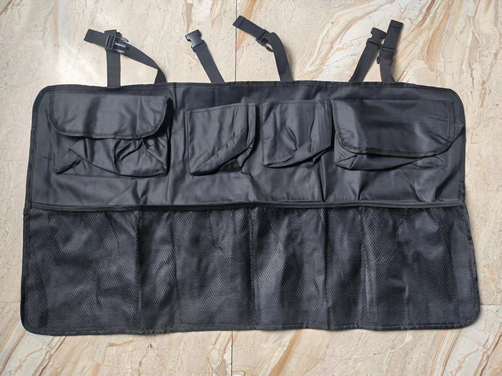 Temu car trunk storage bag, car seat back Oxford cloth hanging bag, multifunctional car storage bag