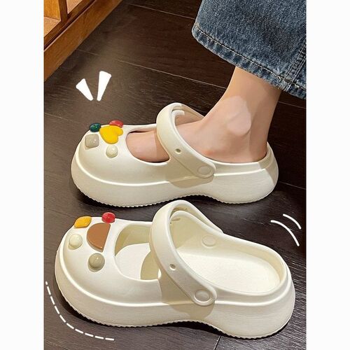Thick-soled Internet celebrity Jane Baotou new summer non-slip sandals slippers for women hole Mary outer wear 