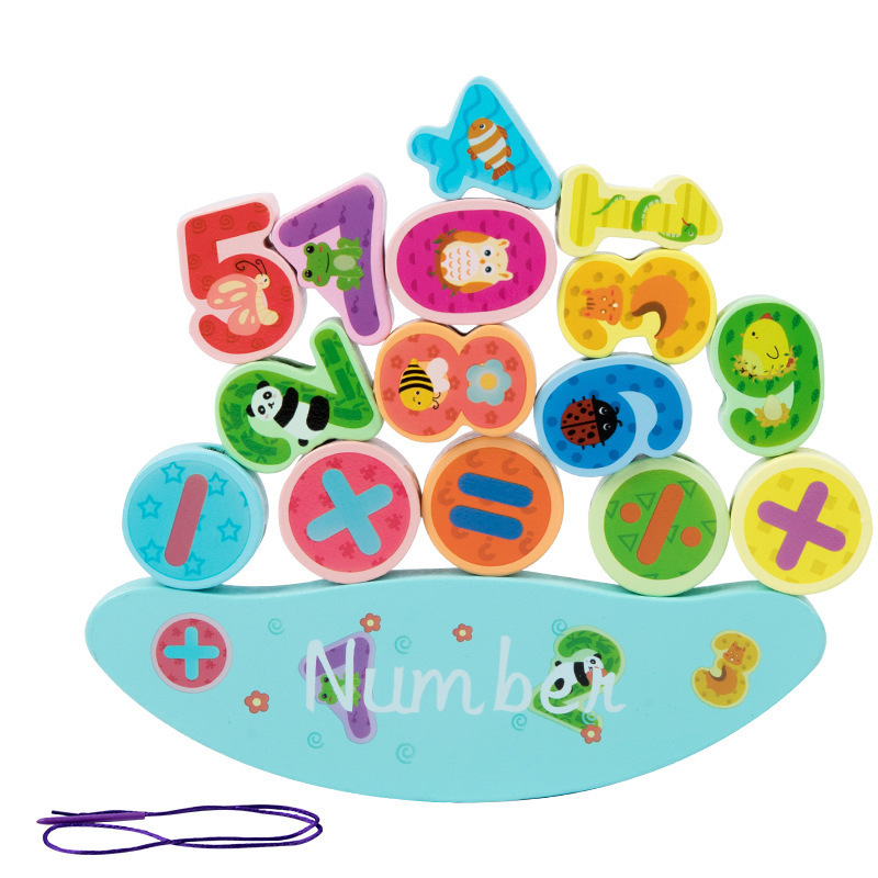 Enhebrado de los niños con cuentas equilibrio juguetes cognitiva animal fino entrenamiento con cuentas bebé educación temprana Juguetes