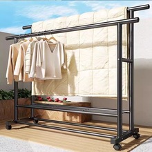 可移动双杆晾衣架阳台卧室家用简易简约晾衣架落地立式易安装衣架