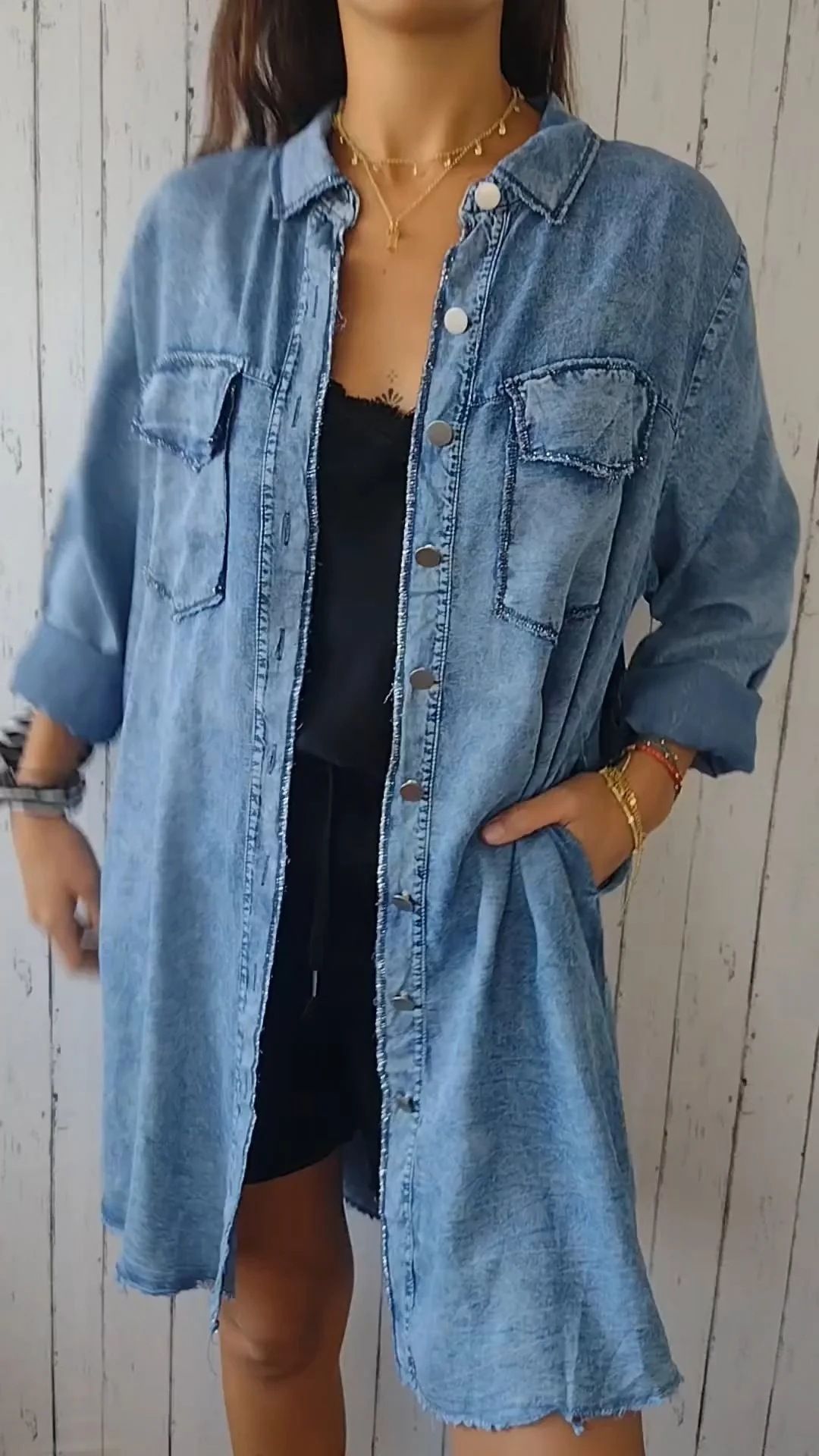 Denim Jacket Outerwear Type Long Sleeve Sleeve Length Women's Streetwear Solid Color Single Breasted Coat Denim Jacket
