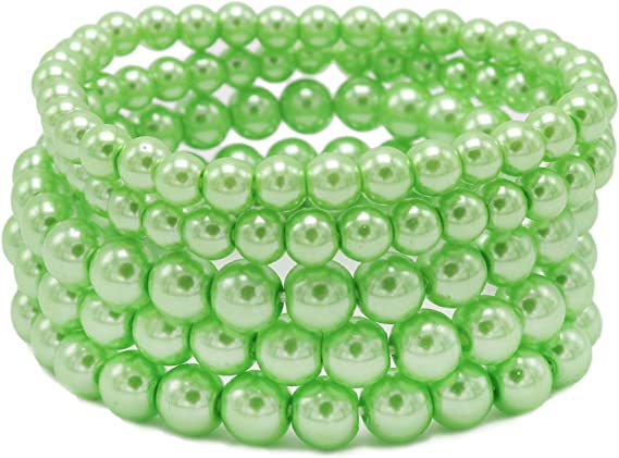 5 PCs artificial pearl bracelet suit women's beaded stretch bracelet for bridesmaid, bride, party head