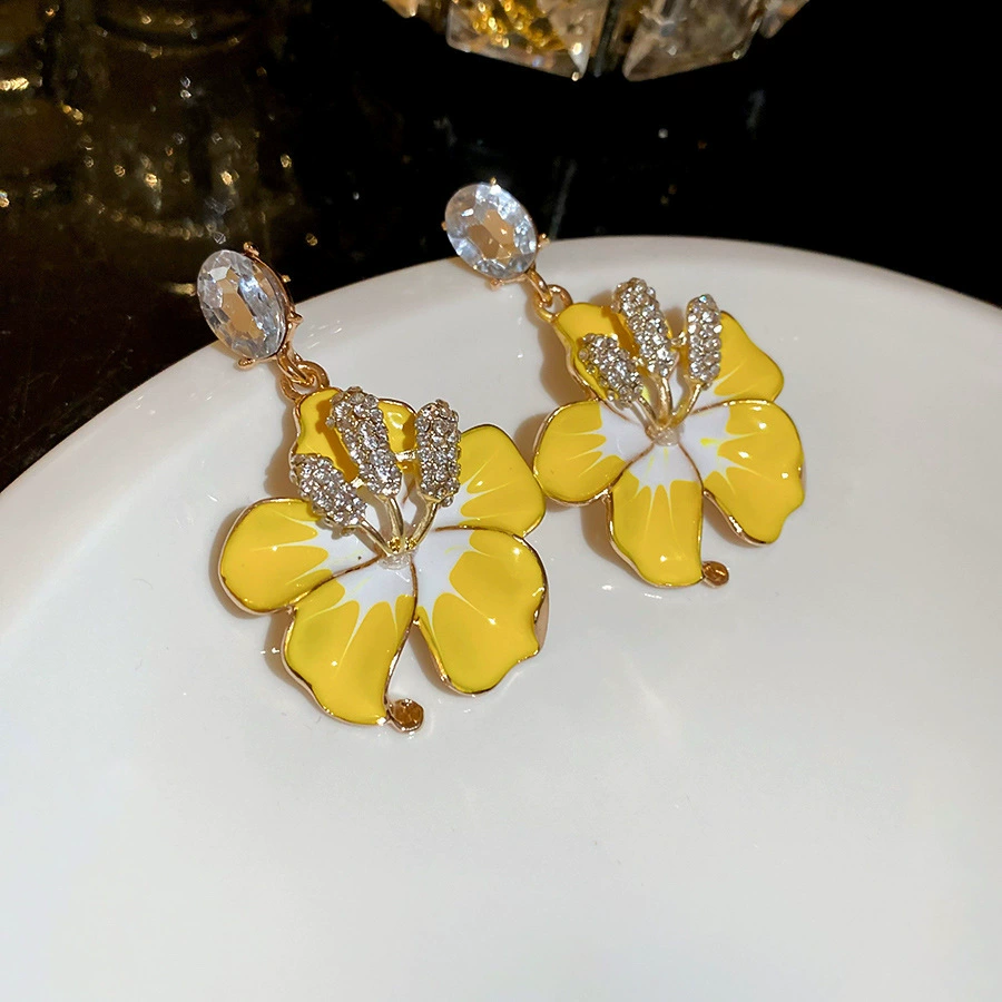 Серьги — коллекция модной желтой Fresh, цветы и минималистичные стили, гипоаллергенные штифты
